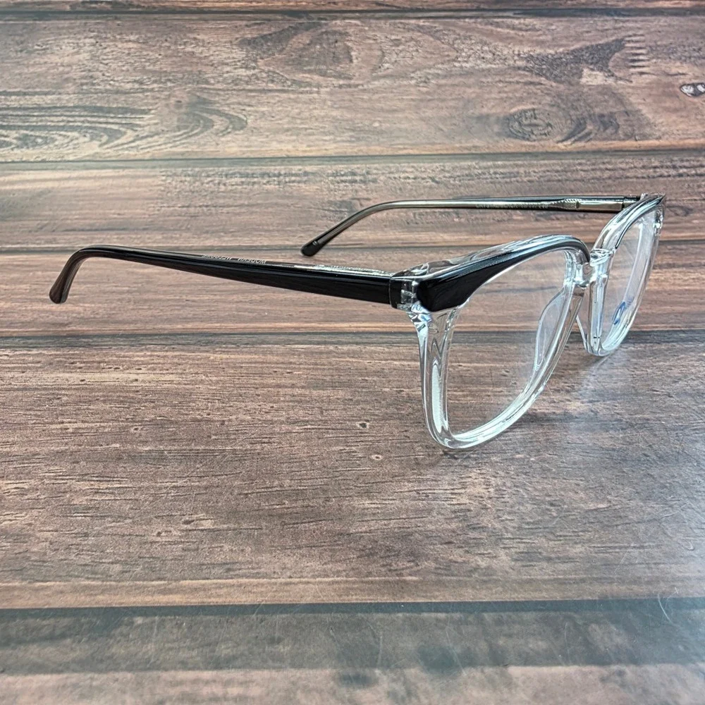 Modern‎ Welcome Eyeglasses Crystal Black Square Frame 49/19/140 Demo Lenses